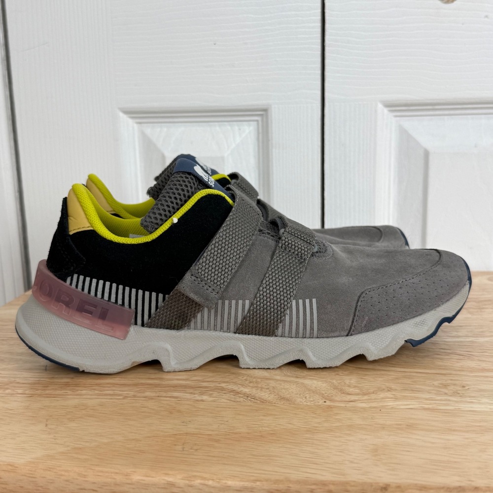 Sorel Kinetic Lite Strap Sneakers 9 Grey Black Neon Athleisure Techwear NL3520